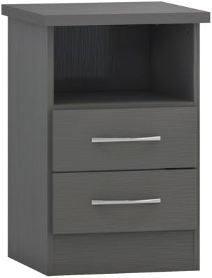 Nevada 2 Drawer Bedside | 3D Effect Grey | Furniture Cash and Carry