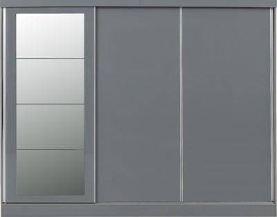 Nevada 3 Door Sliding Wardrobe | Grey Gloss | Furniture Cash and Carry