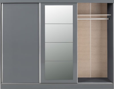 Nevada 3 Door Sliding Wardrobe | Grey Gloss | Furniture Cash and Carry