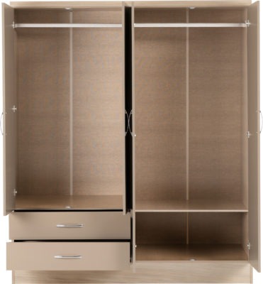 Nevada 4 Door 2 Drawer Mirrored Wardrobe