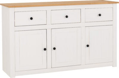 Panama 3 Door 3 Drawer Sideboard | White-Natural Wax | Furniture Cash and Carry