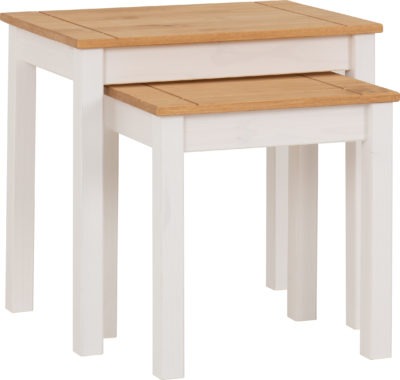 Panama Nest of 2 Tables | White-Natural Wax | Furniture Cash and Carry