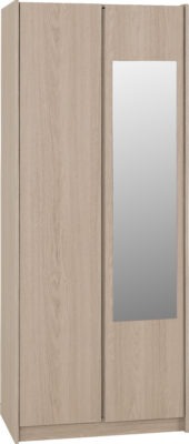Paris 2 Door Mirrored Wardrobe | Smoked Ash Effect | Furniture Cash and Carry