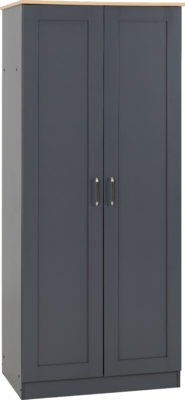 Portland 2 Door Wardrobe | Grey-Oak Effect | Furniture Cash and Carry