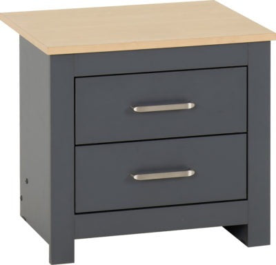 Portland 2 Drawer Bedside | Grey-Oak Effect | Furniture Cash and Carry