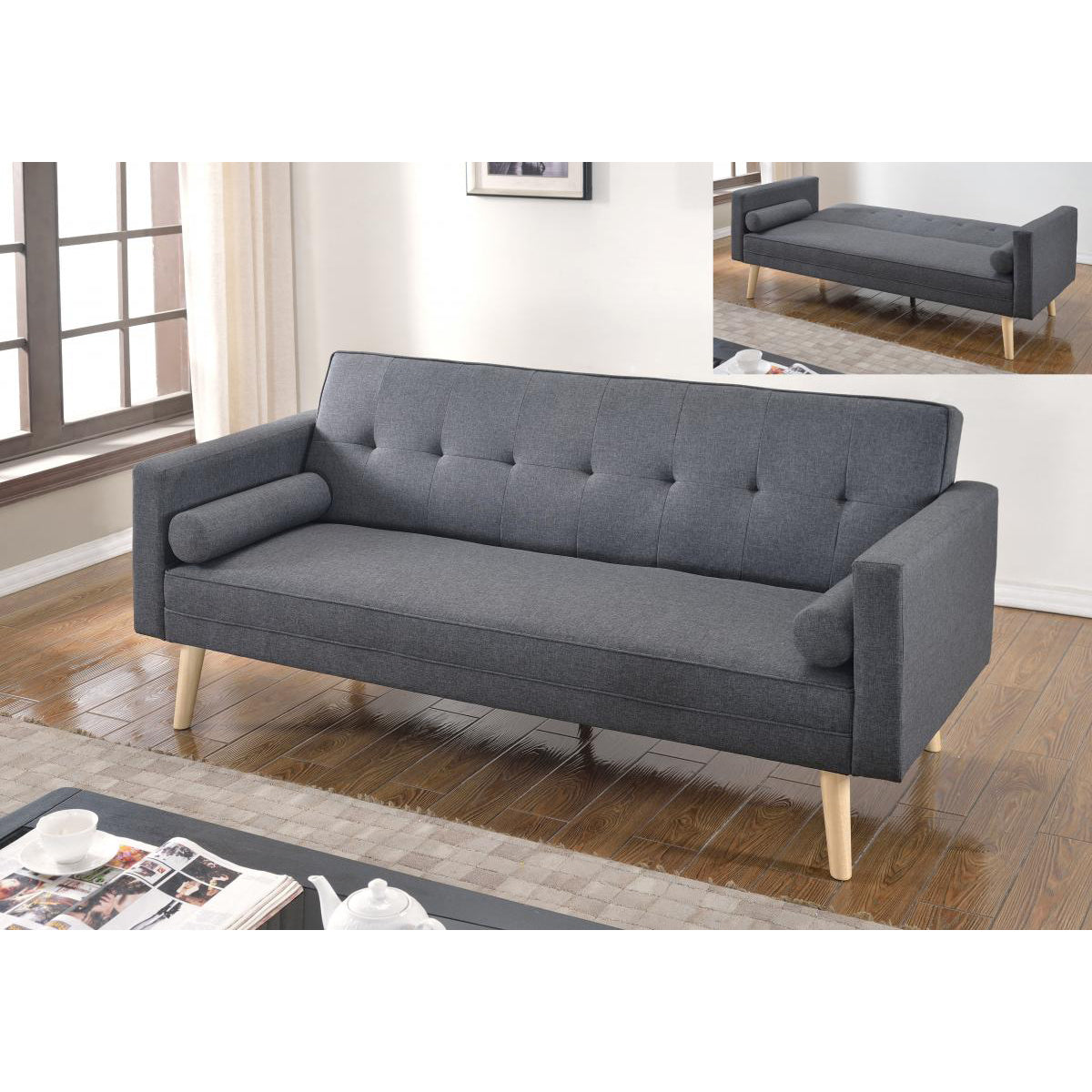 Paris Linen Sofa Bed - Dark Grey