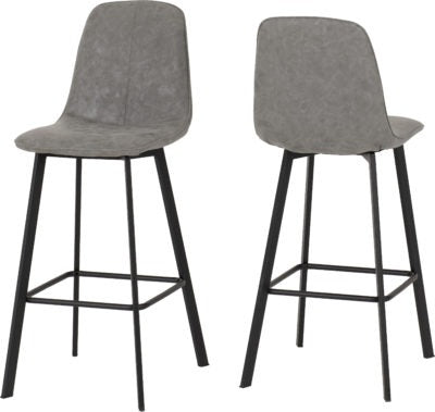 Quebec Bar Table Set | Concrete Effect-Black-Grey Faux Leather | Furniture Cash and Carry