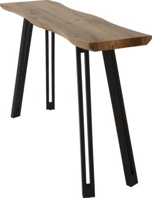 Quebec Wave Edge Console Table | Medium Oak Effect-Black | Furniture Cash and Carry