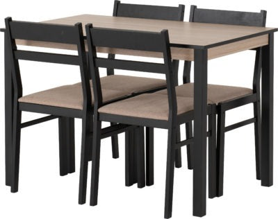Radley Dining Set | Black-Oak Effect-Oat Fabric | Furniture Cash and Carry
