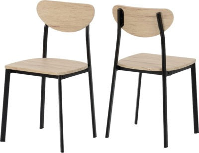 Riley Chair Box of 2 | Black-Light Oak Effect Veneer | Furniture Cash and Carry