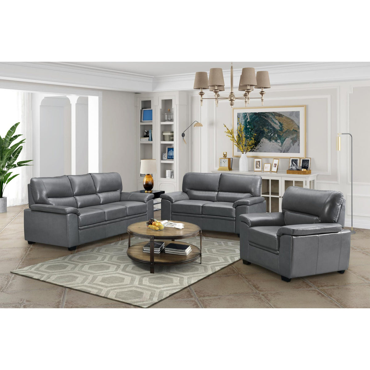 Rachel Sofa LeatherGel & PU 1 Seater - Grey
