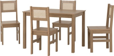 Santana 1+4 Dining Set | Light Oak-Rattan Effect | Furniture Cash and Carry