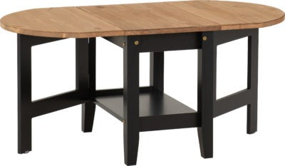 Santos Drop Leaf Coffee Table | Black-Distressed Waxed Pine | Furniture Cash and Carry