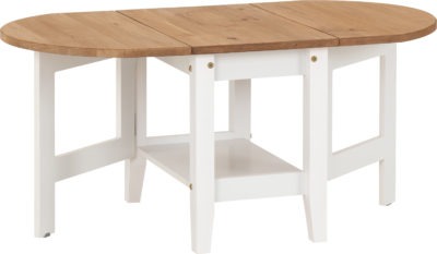 Santos Drop Leaf Coffee Table | White-Distressed Waxed Pine | Furniture Cash and Carry