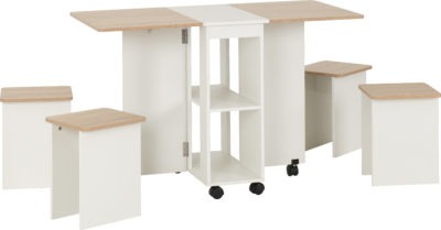 Seymore Stowaway Dining Set | Oak Effect-White | Furniture Cash and Carry