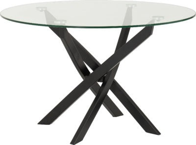 Sheldon Round Coffee Table | Clear Glass-Black | Furniture Cash and Carry