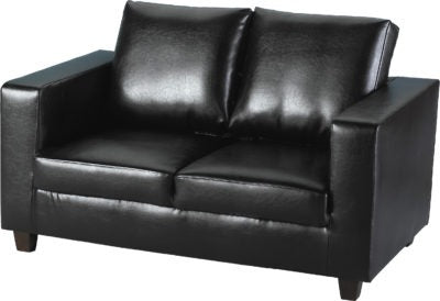 Tempo Two Seater Sofa-in-a-Box | Black Faux Leather | Furniture Cash and Carry