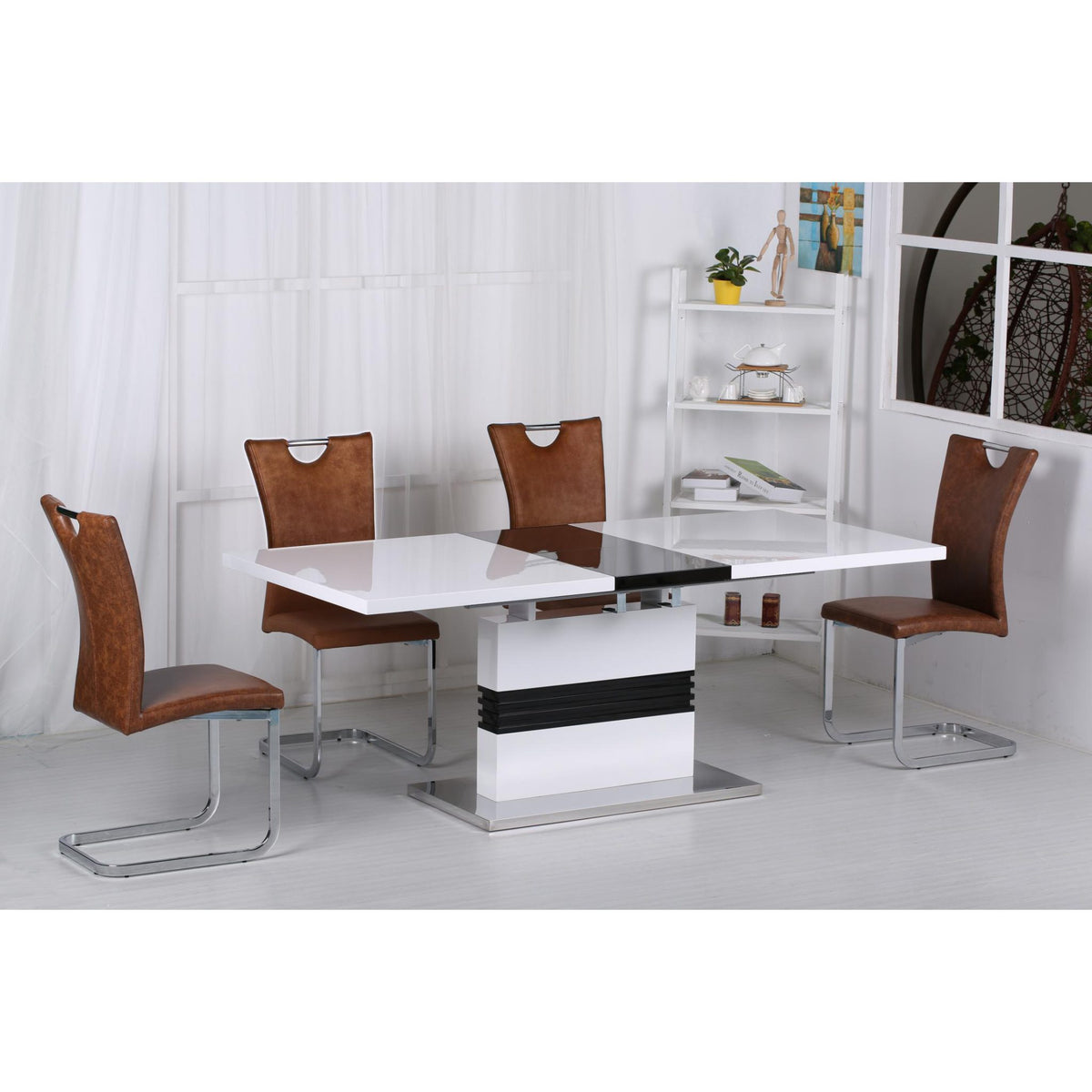 Vienna PU Chairs Brown & Chrome (Set of 2)