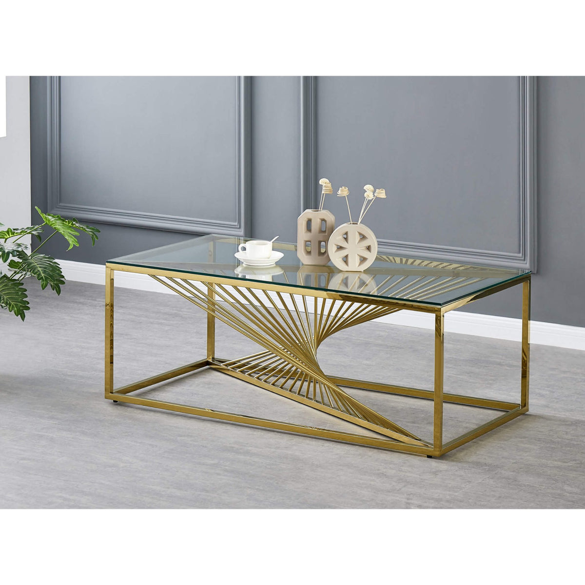 Vista Clear Glass Coffee Table - Gold