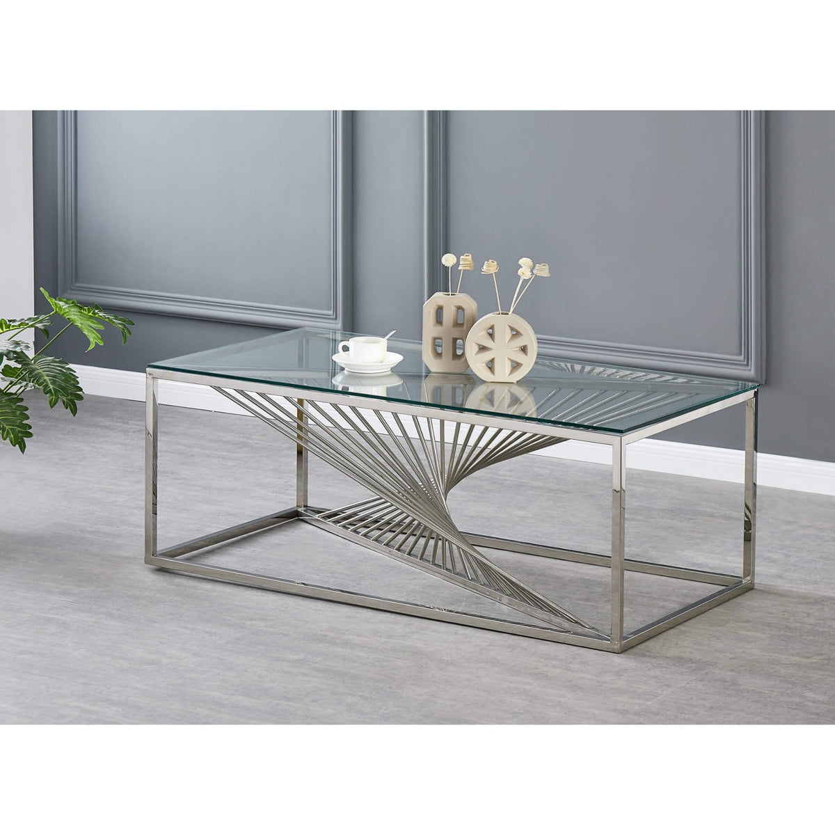 Vista Clear Glass Coffee Table - Silver