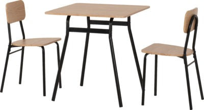 Warren 1+2 Dining Set | Russet Oak Effect-Black | Furniture Cash and Carry