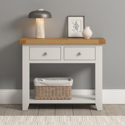 Windsor 2 Drawer Console Table | Ivory-Oak | Furniture Cash and Carry