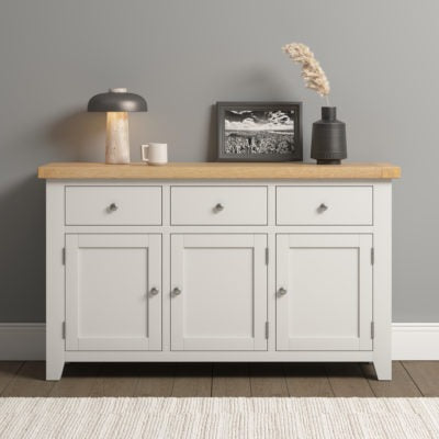 Windsor 3 Door 3 Drawer Sideboard | Ivory-Oak | Furniture Cash and Carry