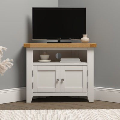 Windsor Corner TV Unit | Ivory-Oak | Furniture Cash and Carry