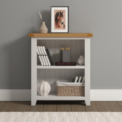 Windsor Low Bookcase | Ivory-Oak | Furniture Cash and Carry