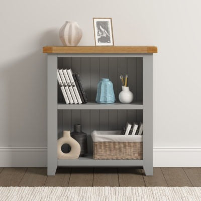 Windsor Low Bookcase | Pebble Grey-Oak | Furniture Cash and Carry