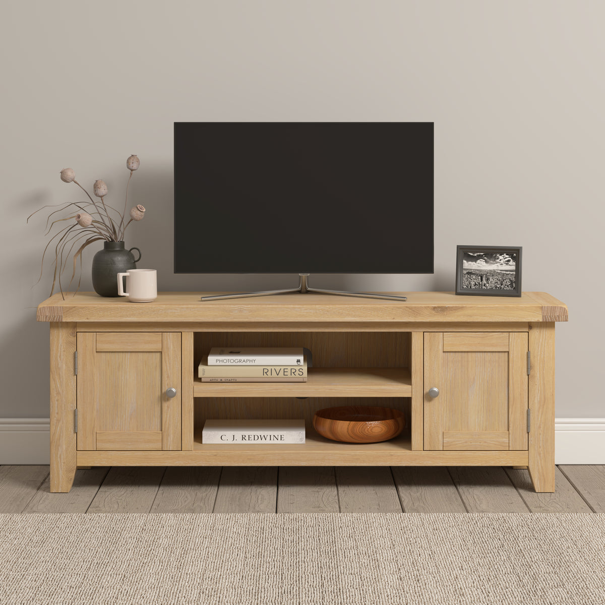 Windsor Straight TV Unit - Natural Oak