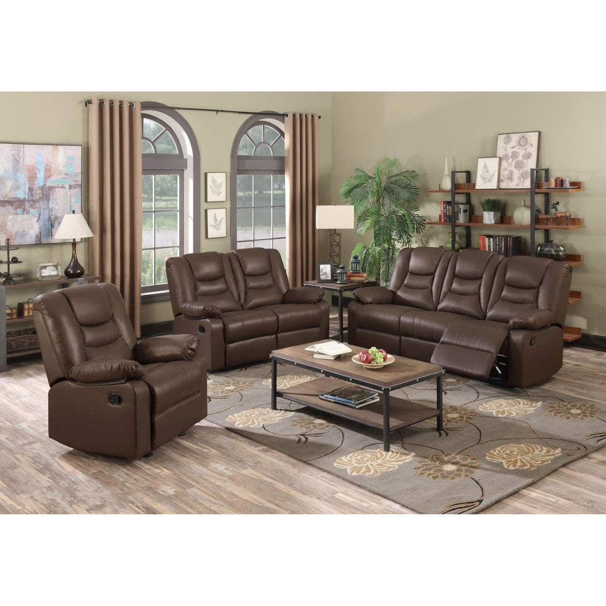 Kirk Recliner Bonded PU 2 Seater - Cappuccino