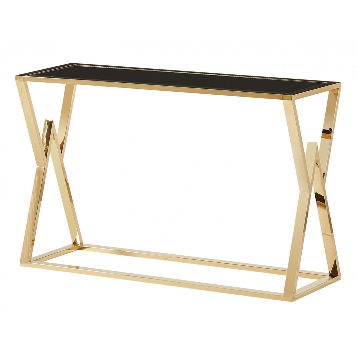 Mombasa Gold Black Glass Console Table