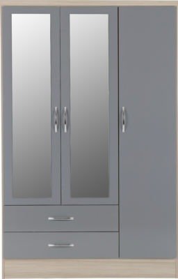 Nevada 3 Door 2 Drawer Mirrored Wardrobe - Furniture Cash and Carry