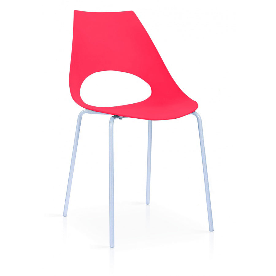Orchard Plastic (PP) Chairs with Metal Legs Chrome - Red (Set of 6)