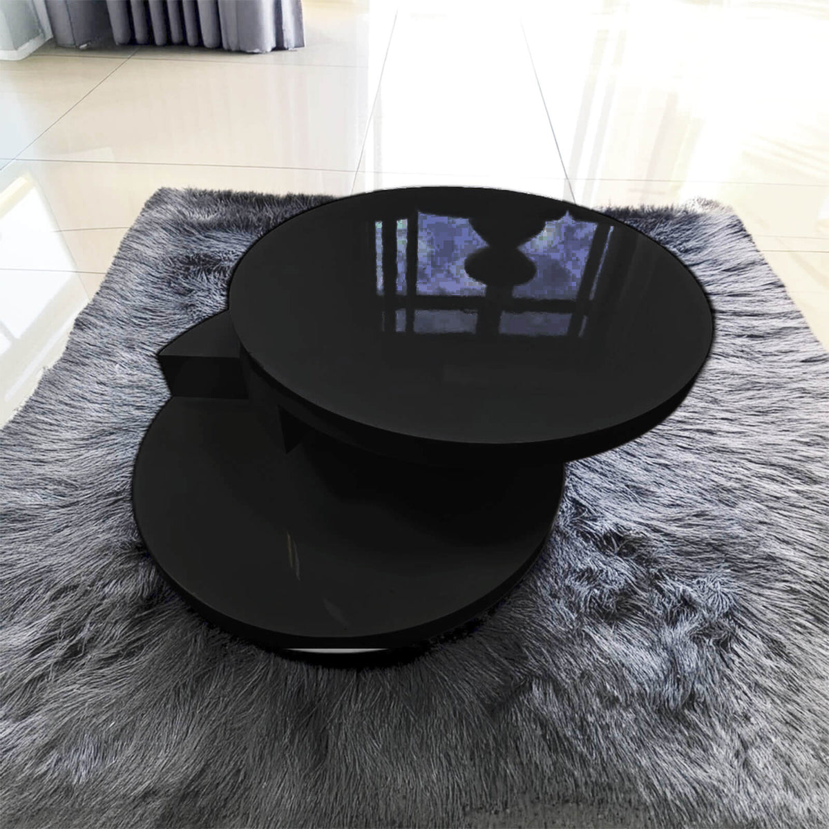 Stony High Gloss Moveable Coffee Table - Black