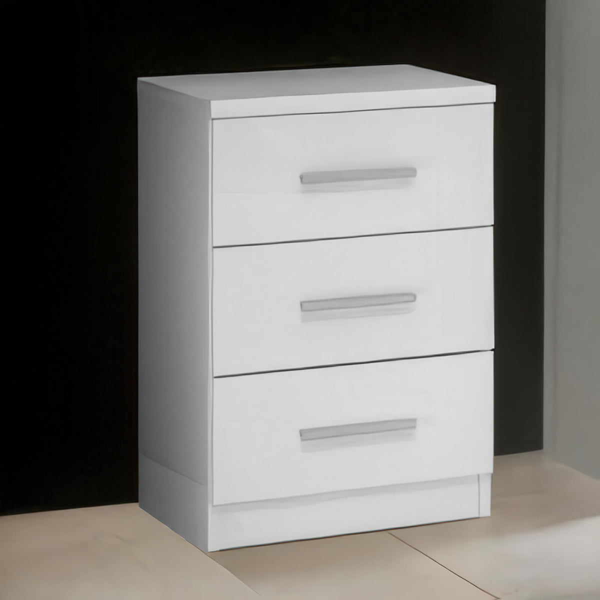 Topline Bedside 3 Drawer - White
