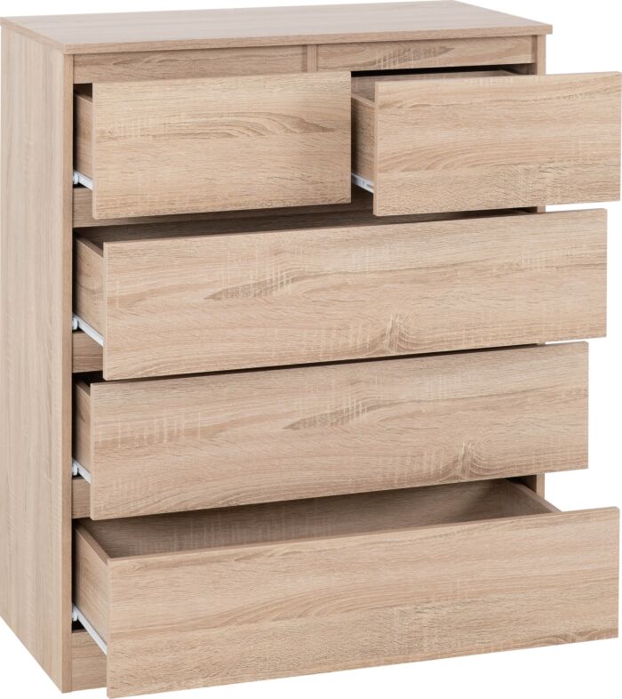 Malvern 3+2 Drawer Chest - Sonoma Oak Effect