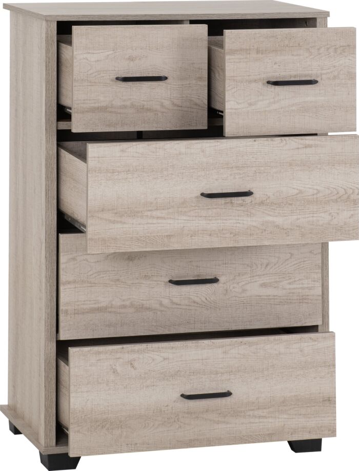 Oliver 3+2 Drawer Chest - Light Oak Effect