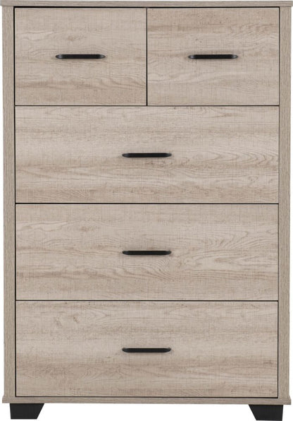 Oliver 3+2 Drawer Chest - Light Oak Effect