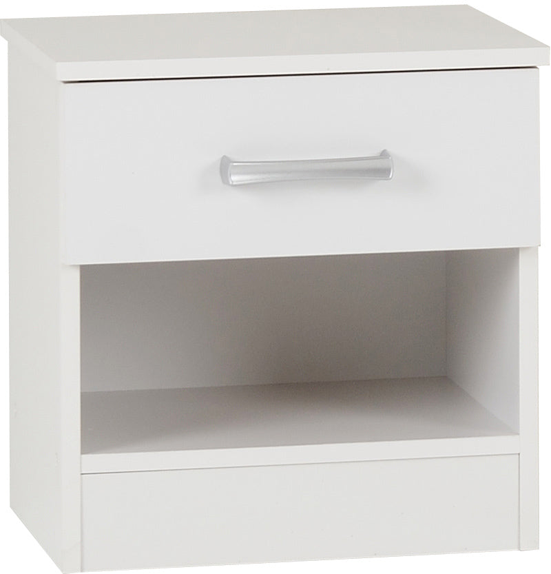 Polar 1 Drawer Bedside - White