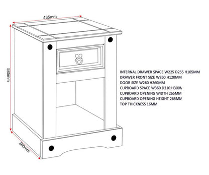 Corona Petite Bedside - Distressed Waxed Pine
