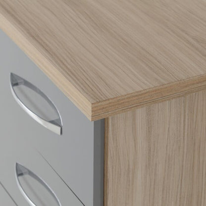 Nevada 3 Drawer Bedside - Grey Gloss/Light Oak Effect Veneer