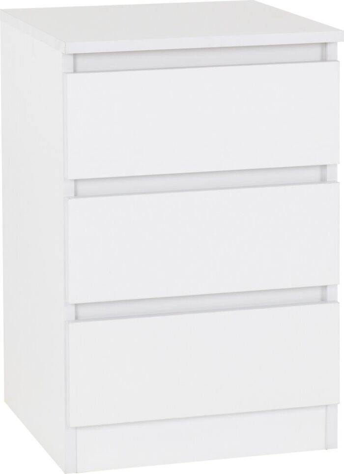 Malvern 3 Drawer Bedside - White
