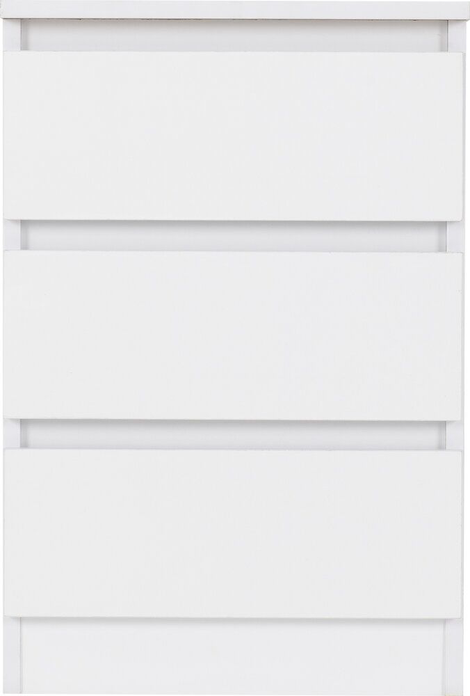 Malvern 3 Drawer Bedside - White