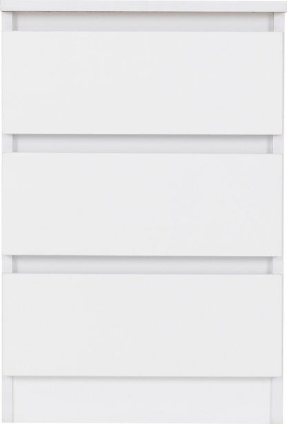 Malvern 3 Drawer Bedside - White