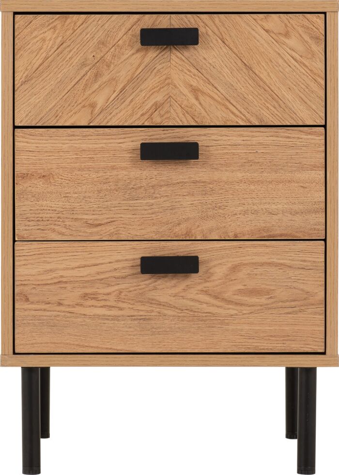 Leon 3 Drawer Bedside - Medium Oak Effect