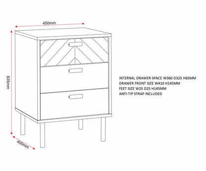 Leon 3 Drawer Bedside - Medium Oak Effect