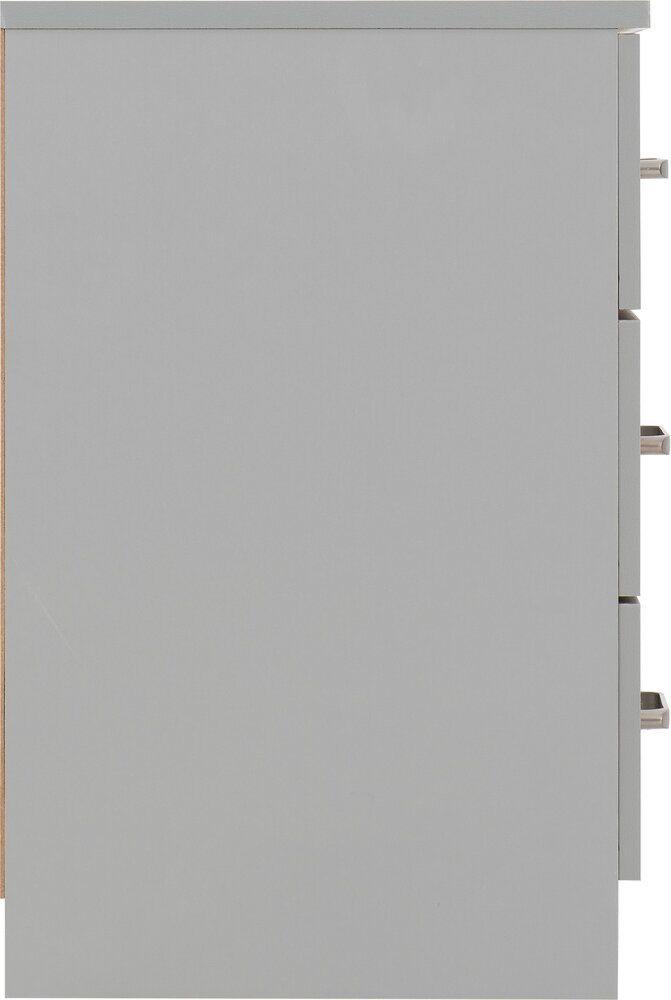 Dakota 3 Drawer Bedside - Light Grey