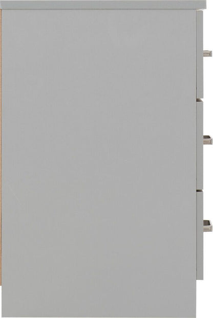 Dakota 3 Drawer Bedside - Light Grey